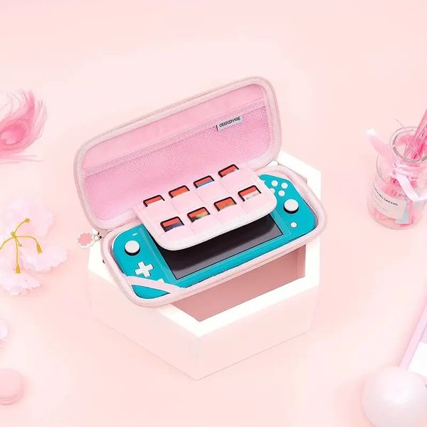 Estuche de transporte rosa Sakura compatible con Nintendo Switch Lite Estuche protector con 8 cartuchos de juego Material de PU resistente al agua y duro para ofrecer protección