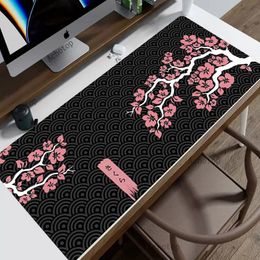 Sakura rose tapis de souris ordinateur tapis de table grand PC tapis de souris Art fleurs de cerisier clavier Mause tapis de bureau accessoires de jeu 240314