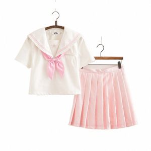 Sakura School Dr Lolita Summer Jupe rose JK Uniformes scolaires japonais Top + Jupe + Cravate Teen Girls Anime Cosplay Sailor Suits 30rY #