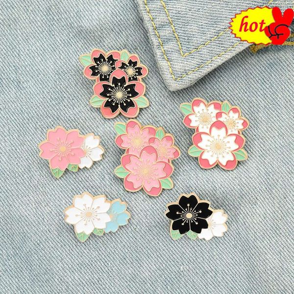 Sakura-broche del pines esmaltados de la serie de diseñador simple, chaquetas vaqueras de dibujos animados para hombres y mujeres, alfileres de solapa, insignias para mochila, joyería de moda para niños