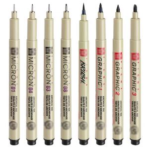 Sakura Syringe Pen Micron Markers Schrijver Brush verschillende tip zwarte fineliner schetsen Pens Office School Stationaire tools WH0239