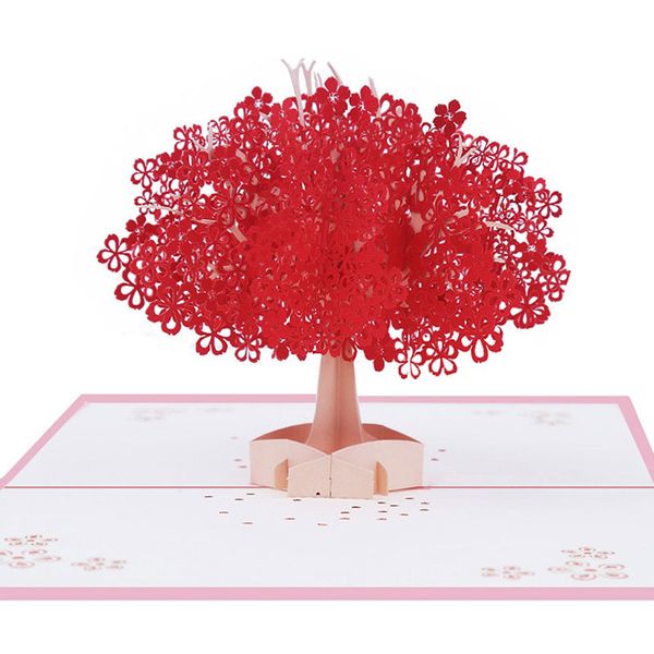 Cartes de vœux arbre d'amour, Invitation en papier 3D faite à la main pour mariage, fournitures de fête de la saint-valentin