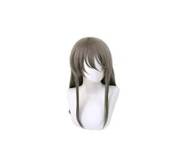 Sakurajima Mai Cosplay perruques coquin ne rêve pas de lapin fille Senpai cheveux synthétiques longue droite cheveux gris Wig3661244