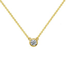 Sal Collier avec pendentif rond en or 14 carats et diamants cultivés en laboratoire HTHP, taille brillant, pour prent273I5526357