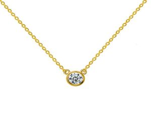 SAL 14K Gold Round Brilliant Cut HTHP Lab Labor Diamond Pendant Collier pour Prent273I6862927