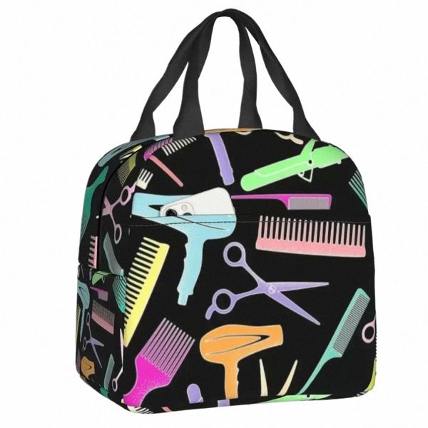 Sal Hair Dring Tool Pattern Bolsa de asas aislada para el almuerzo para mujeres Peluquería Peluquería Regalo Resuable Thermal Cooler Bento Box e9Ob #