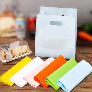 Sac en plastique alimentaire Sac à main de couleur unie Dessert Emballage Aliments Cuisson Boulangerie Gâteau Fourre-tout Cosmétique Sacs à provisions