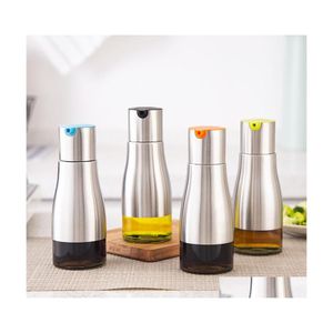 Saladegereedschap Salade Tools Mtifunctionele Olijfolie Flessen Sojasaus Azijn opslagtank Glas Bodem 304 Roestvrijstalen kit DHRVFFF