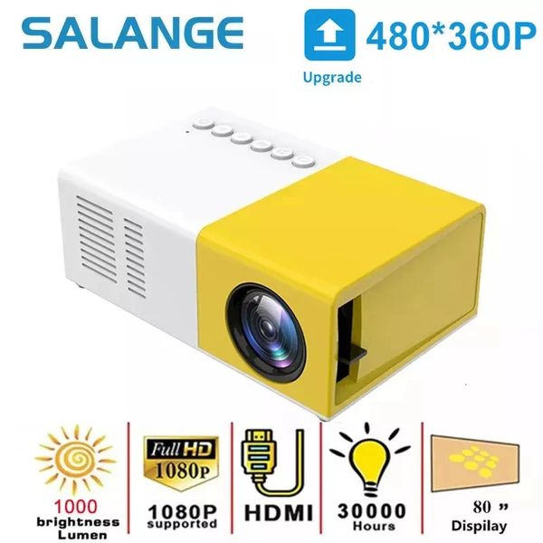 Salange J9Pro Mini proyector LED Home Media Player Audio Proyectores portátiles 480x360 píxeles Compatible con 1080P USB Video Beamer 240131