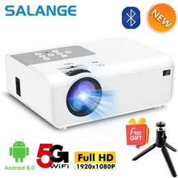 Salange P92 Full HD Projector Mini Native 1920x1080p Android Bluetooth 5G WiFi LED Video Beamer ondersteunde 4K Smart Home Theatre 240419