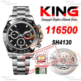 Vente 116500 SA4130 Chronographe Automatic Mens Watch King Céramic Céraque Black Stick Dial 904L