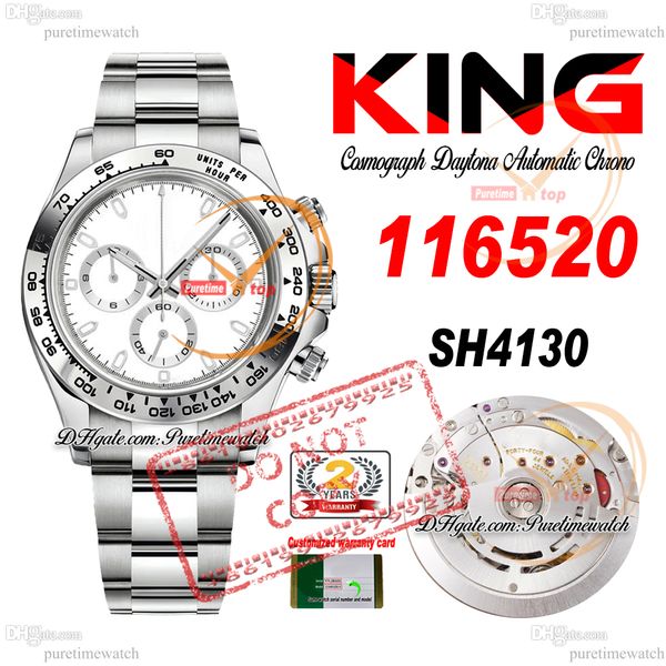 Vente 116520 SA4130 Chronographe Automatic Mens Watch King TachymEter Cador Stick White Stick 904L