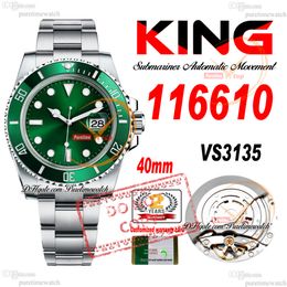 Verkoop 11661 vs3135 Automatische heren Watch King 40mm Ceramische bezel Green Dial 904L Steel Case en Bracelet Super Edition dezelfde seriële kaart reloj hombre puretime