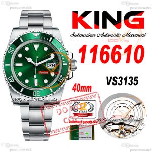 Vente 11661 VS3135 Automatic Mens Watch King King 40mm Céramic Cading Green Dial 904L Steel et bracelet Super Edition Même carte de série Reloj Hombre Puretime