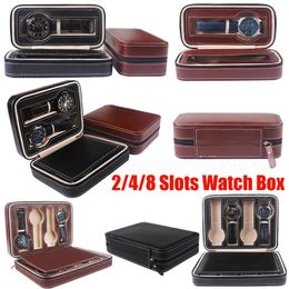 Vente 2/4/8 fente boîte de montre en cuir PU Dislpay exquis Durable stockage hommes femmes organisateur Case D30 220428