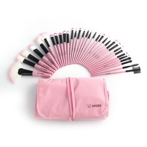 Make -upborstels Verkoop 32 stks Roze professionele cosmetische oogschaduwmake -upborstel Set Pouch Bag #R56