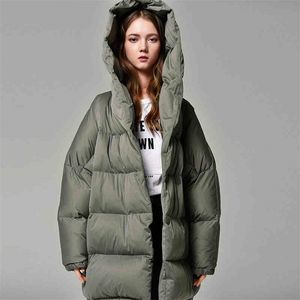 Vente 7XL grande taille hiver manches chauve-souris véritable duvet de canard manteau femme à capuche Super chaud moelleux épais vêtements d'extérieur wq502 211216