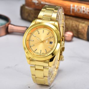 Verkoopmerk Heren kijken alle roestvrij staal Gold Watch Fashion Blue Dial 40mm Quartz Movement Designer Hoogwaardige waterdichte horloge
