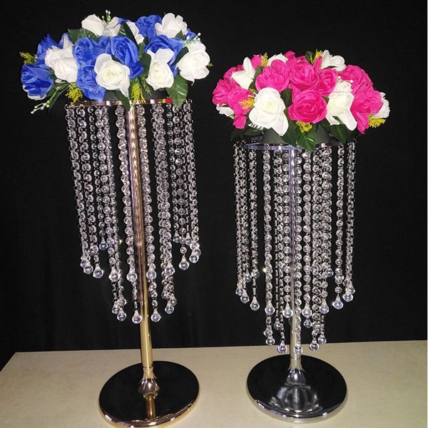 Vente en vrac mousseux cristal clair guirlande lustre mariage fleur porte-boule fête d'anniversaire Table Top centres de table