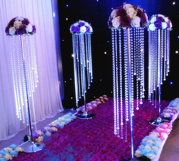 Venta de decoración de fiesta a granel, guirnalda de cristal transparente brillante, soporte para pastel de boda, suministros para fiesta de cumpleaños, decoraciones para centros de mesa