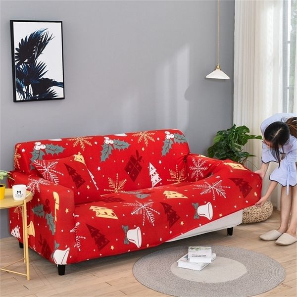 Vente-Couverture de canapé de Noël Santa Claus Snowflake Elk Imprimé Spandex Couch Covers All-inclusive Sofa Cover Elastic Slipcovers 201222
