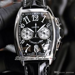 Collection de vente 8880 Casablanca Miyota Quartz Chronographe Hommes Montre En Acier Case Noir Cadre Noir Silver Numéro de sous-échéance Marqueurs Cuir Strap STROPWATCH PURÉTIME F08D4