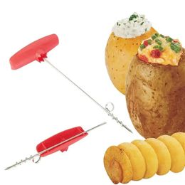 Verkoop creatieve aardappel Slijpliceur Rotary Potato Tray Spiral Slicer mesgreep gesneden aardappelrol keuken accessoires gereedschap