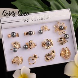Verkoop Cring Coco Pearl Rings Hawaiiaanse Polynesische Groothandel Prijs Gold Golde Flower Sea Turtles Ring Set sieraden voor vrouwelijke geschenken 220803