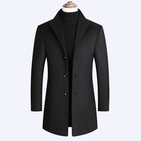 Vente Designers hommes manteau en laine vestes épais hiver laine hommes classique solide mâle pardessus mode col boutonné hommes manteaux