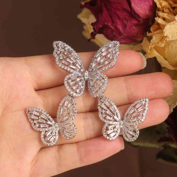 Vente Ensemble de bagues en Zircon incrusté de cuivre, bijoux à la mode, boucles d'oreilles de luxe élégantes, papillon, pour fête de bal, pour femmes