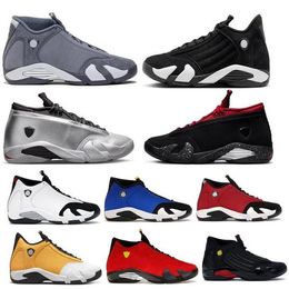 Jorfan 14 14s Chaussures de basket-ball pour hommes Noir Blanc Hyper Royal Flint Gris Gym Rouge Métallisé Argent Light Ginger 2024 Baskets Baskets Taille 7 - 13