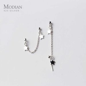 Verkoop Mooie Stars Chain Silver Stud Earrings for Women Party 925 Sterling Jewelry Fashion Charm Bijoux 210707