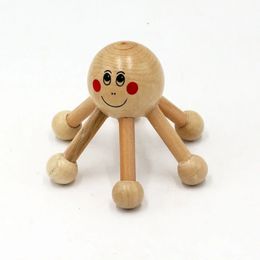 Venta mini seis patas sonrisas de masaje de madera masajeador de madera portátil anti celulita rodante de cuero cabelludo