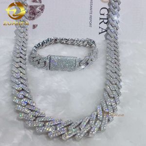 Vente Moissanite Hip Hop bijoux 925 argent Sterling plaqué or Vvs Moissnaite chaîne à maillons cubains collier pour hommes