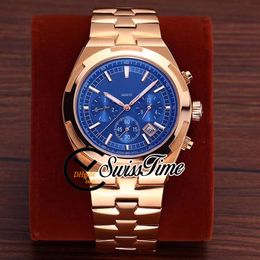 VERKOOP NIEUWE OVEREES 5500V / 110A-B148 Blue Dial A2813 Automatische Herenhorloge Rose Gouden Armband STVC (geen Chronograaf) STVC-heren Horloges Swisstime