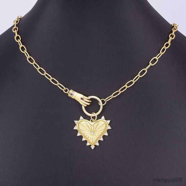 Vente Punk Plaqué Or Coeur Pendentif Collier Pour Femmes Hommes Vintage Simple Géométrique Déclaration Lien Chaîne Collier En Gros