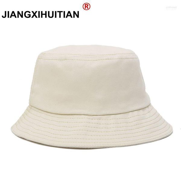 Vente Chapeau seau unisexe Panama femmes Style Simple couleur unie soleil hommes et chapeaux d'été Scot22