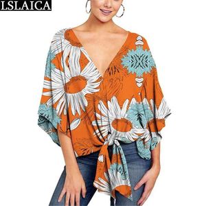 Verkoop Vrouwen Blouses Eleven Kleur Half Mouw Print Dames Tops Elegante Casual Mode Plus Size S-5XL Shirts Streetwear 210515