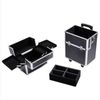 Ventes!!! 3-in-1 Draw-bar Box Design Étui de maquillage de style diamant portable Boîtes de rangement noires Bacs Organisation de stockage à domicile