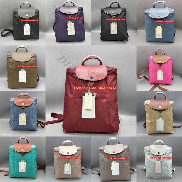 Ventas Bolso de alta calidad Bolsa Mayor Mayor Billet Fashion Plegable Purso Francés Mochila Nylon Women 70 aniversario Bordado de lujo Masturas de caballos diseñadores