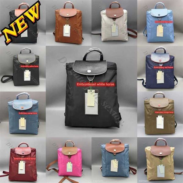 Ventas Bolso de bolsas de alta calidad Fashion Willet Fashion Plegable Mochila francesa Nylon Women 70 aniversario Bordado de lujo Pursos de caballo diseñador Purseexng