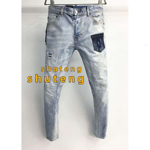 Soldes Jeans Homme Trou Bleu Clair GRIS Foncé ITALIE Marque Pantalon Long Homme Pantalon Streetwear Denim Skinny Slim Droit D2 Biker Jean Real 751 3780