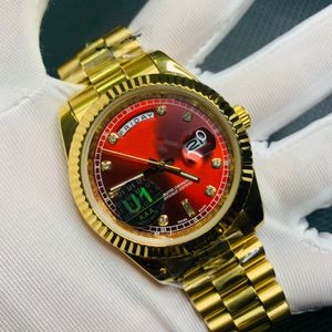 Priorité aux ventes montres pour hommes cadran rouge loupe calendrier semaine date version de luxe série V3 automatique mécanique verre saphir montre-bracelet pour hommes