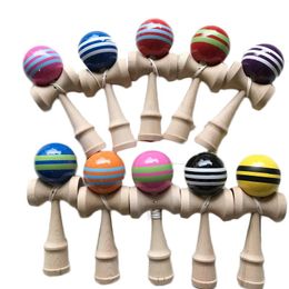 Verkoop Strepen lijn Kendama Ball Big size 18.5*6 cm Japanse Traditionele Houten Kendama Ball Game Speelgoed Onderwijs gift Kendama Ball Houten Speelgoed