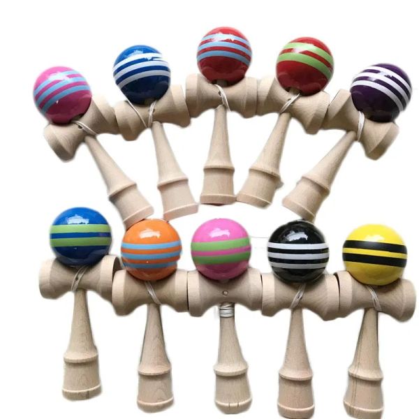 ventas Rayas línea Kendama Ball Tamaño grande 18.5 * 6 cm Madera tradicional japonesa Kendama Juego de pelota Juguete Educación Regalo Kendama Ball Juguetes de madera LL