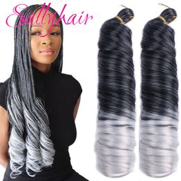 Sallyhair Synthetische 24inch Franse krullende haakhaar Spiral krult vlechten zijdeachtige vlechthaar Spaans krullende bulk hair extensions