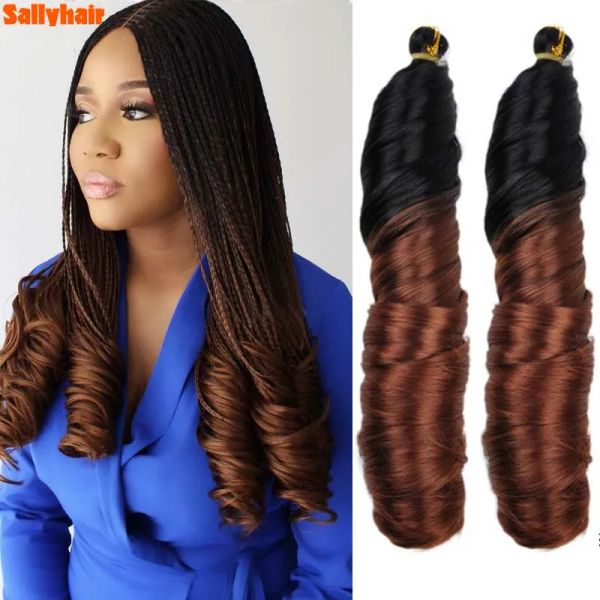 Sallyhair synthétique français bouclé tressage cheveux 14 pouces 150g vague lâche bouclé boucles en spirale étirée