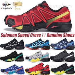 Salomon Speed ​​Cross 4 CS Heren Running Shoes Men Blauw Oranje Rood Grijs Geel Geel Fluorescent Trainers Outdoor Sports Sneakers 40-46