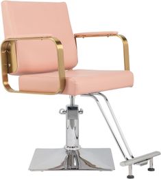 Chaise de salon Chaise de coiffure, équipement de spa de salon de beauté avec pompe hydraulique lourde, hauteur réglable à 360 ° pour le styliste de coiffeur, charge maximale de 330 lbs (rose)