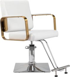 Silla de estilo de silla de salón con bomba hidráulica de servicio pesado, altura ajustable 360 ° giratorio, carga máxima 330 libras (blanco)